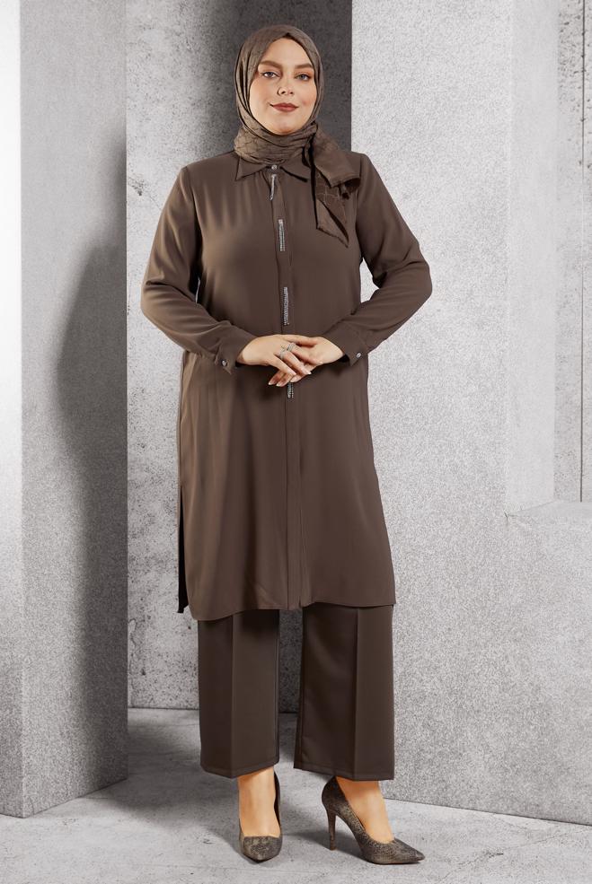 Vêtements hijab VISON PANTALON À TAILLE ÉLASTIQUE 70800 - ALVİNA