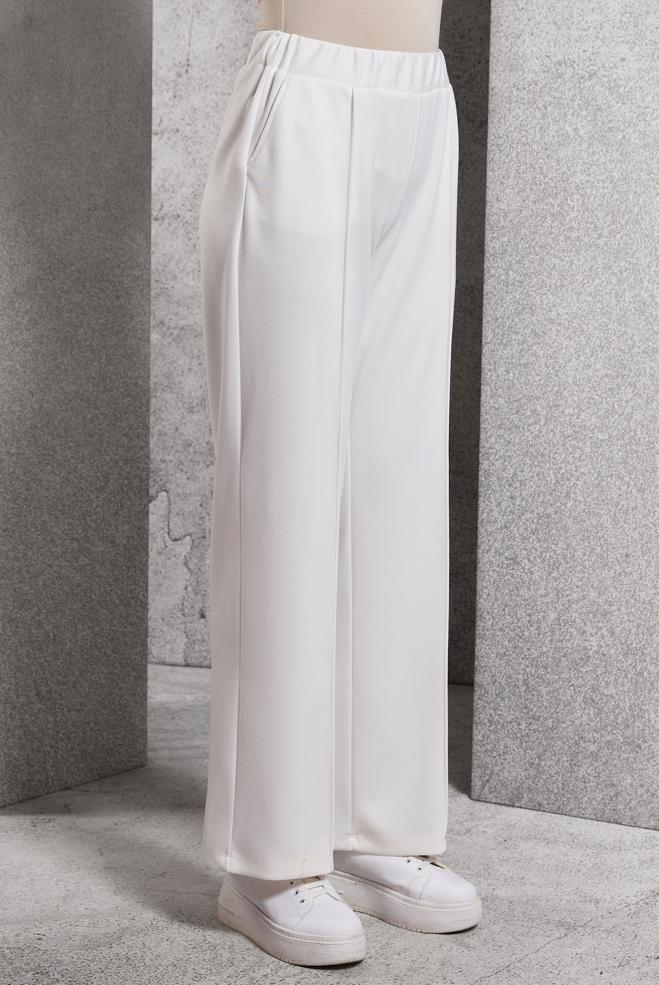 Vêtements hijab BLANC PANTALON À TAILLE ÉLASTIQUE 70801 - ALVİNA