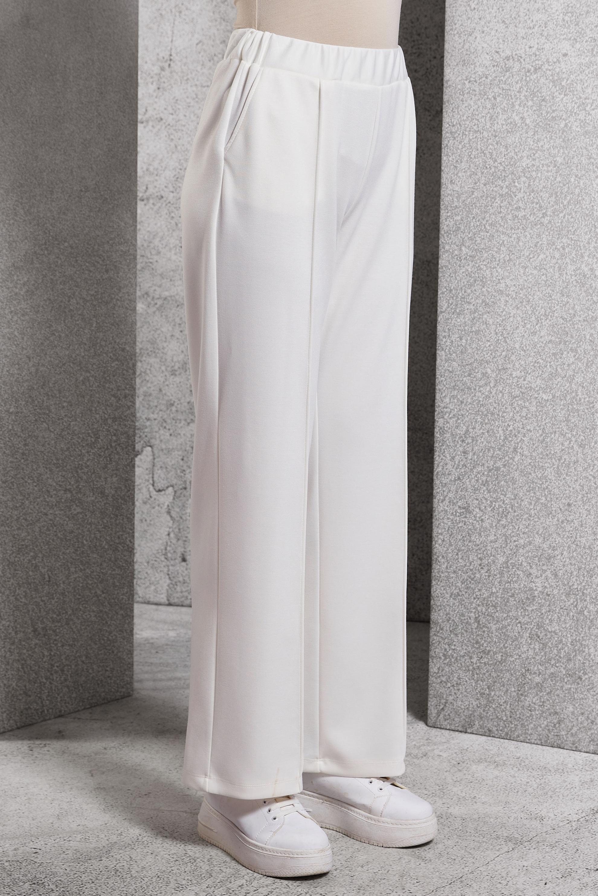 Vêtements hijab BLANC PANTALON À TAILLE ÉLASTIQUE 70801