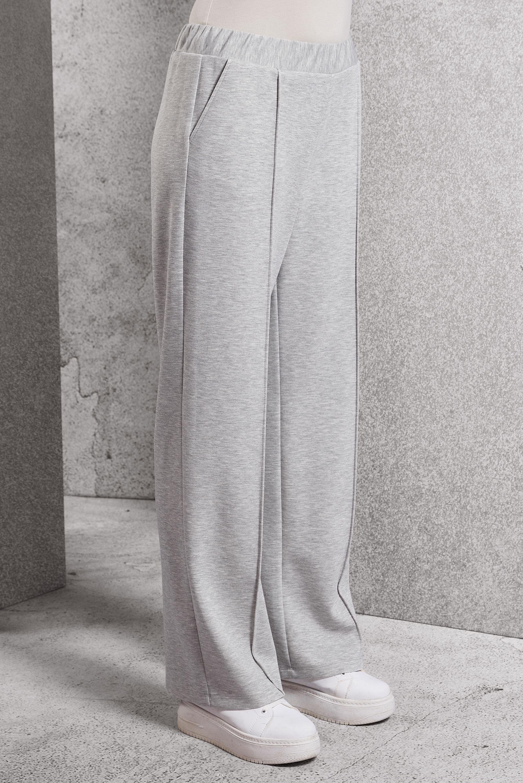 Tesettür giyim GRİ BELİ LASTİKLİ PANTOLON 70801