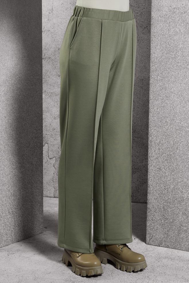 Vêtements hijab KAKI PANTALON À TAILLE ÉLASTIQUE 70801 - ALVİNA