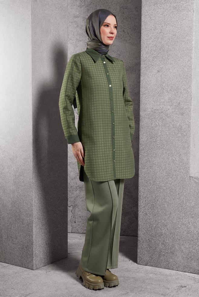 Vêtements hijab KAKI PANTALON À TAILLE ÉLASTIQUE 70801 - ALVİNA