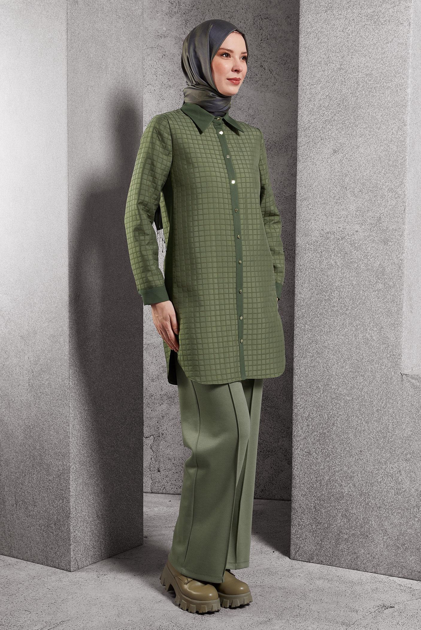 Vêtements hijab KAKI PANTALON À TAILLE ÉLASTIQUE 70801