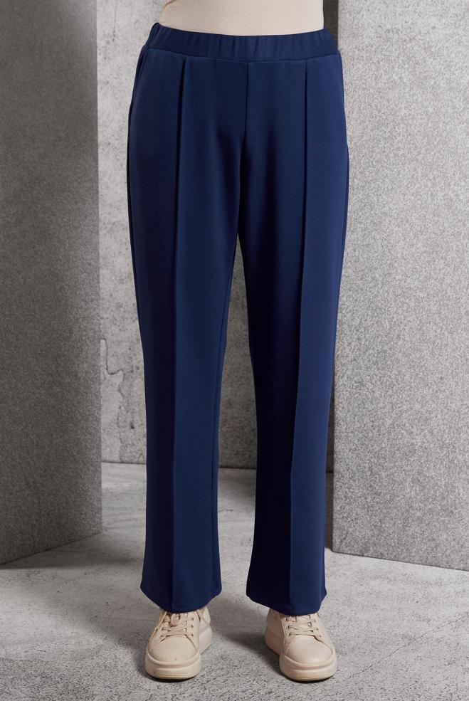 Hijab clothing NAVY BLUE ELASTIC WAIST PANTS 70801 - ALVİNA