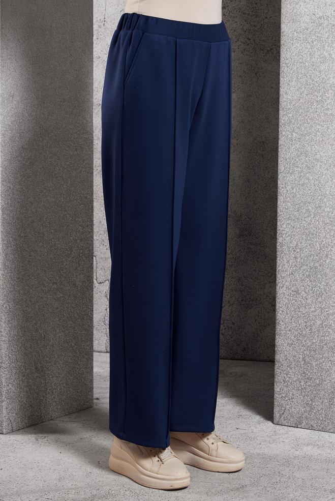 Hijab clothing NAVY BLUE ELASTIC WAIST PANTS 70801 - ALVİNA