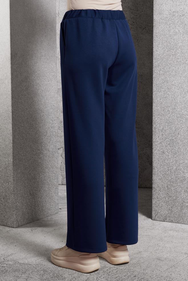 Hijab clothing NAVY BLUE ELASTIC WAIST PANTS 70801 - ALVİNA