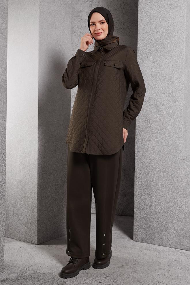 Vêtements hijab BRUN PANTALON À JAMBES LARGES 70802 - ALVİNA