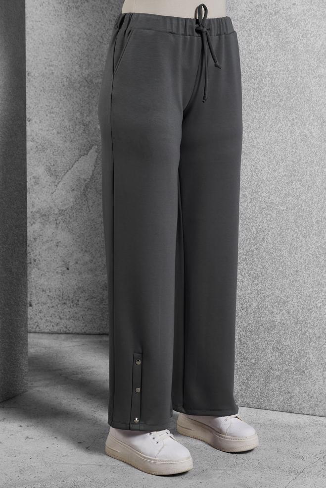 Vêtements hijab GRIS PANTALON À JAMBES LARGES 70802 - ALVİNA
