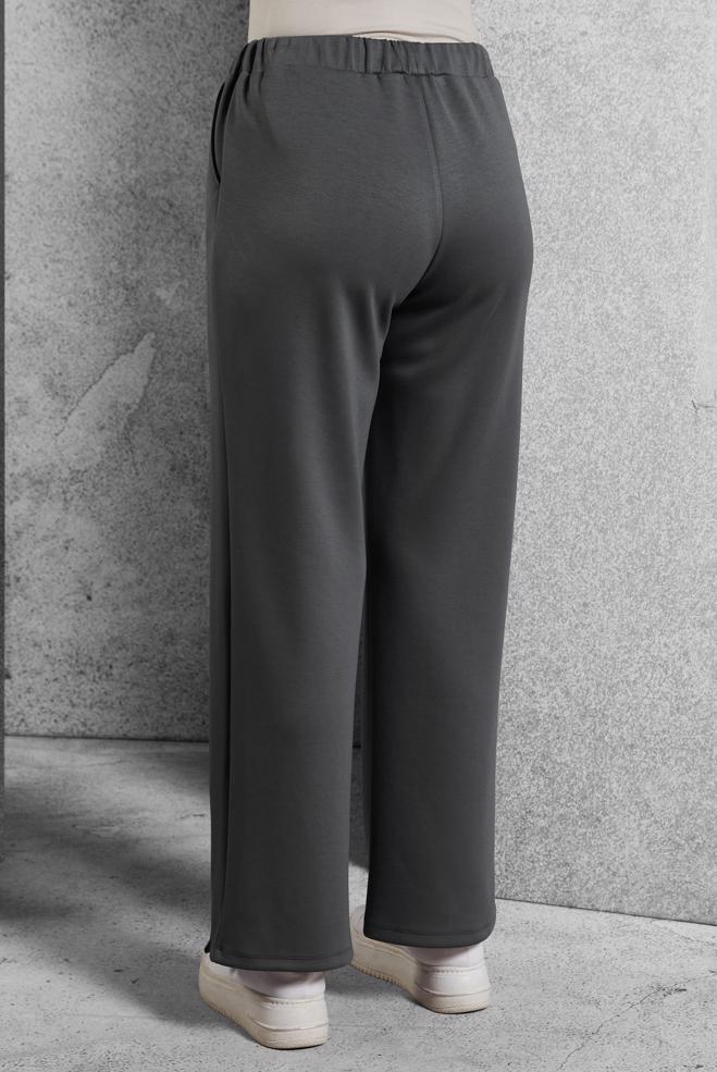 Vêtements hijab GRIS PANTALON À JAMBES LARGES 70802 - ALVİNA