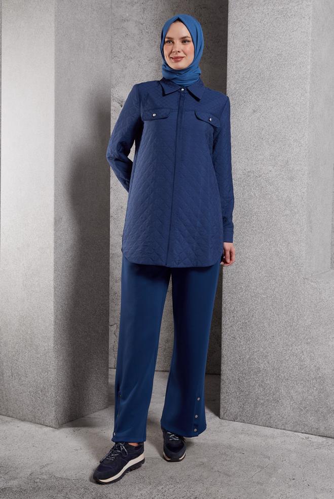 Vêtements hijab BLEU MARINE PANTALON À JAMBES LARGES 70802 - ALVİNA