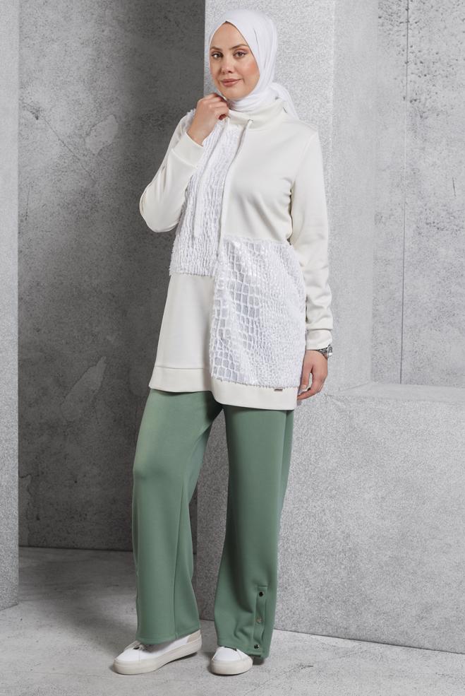 Vêtements hijab VERT PANTALON À JAMBES LARGES 70802 - ALVİNA