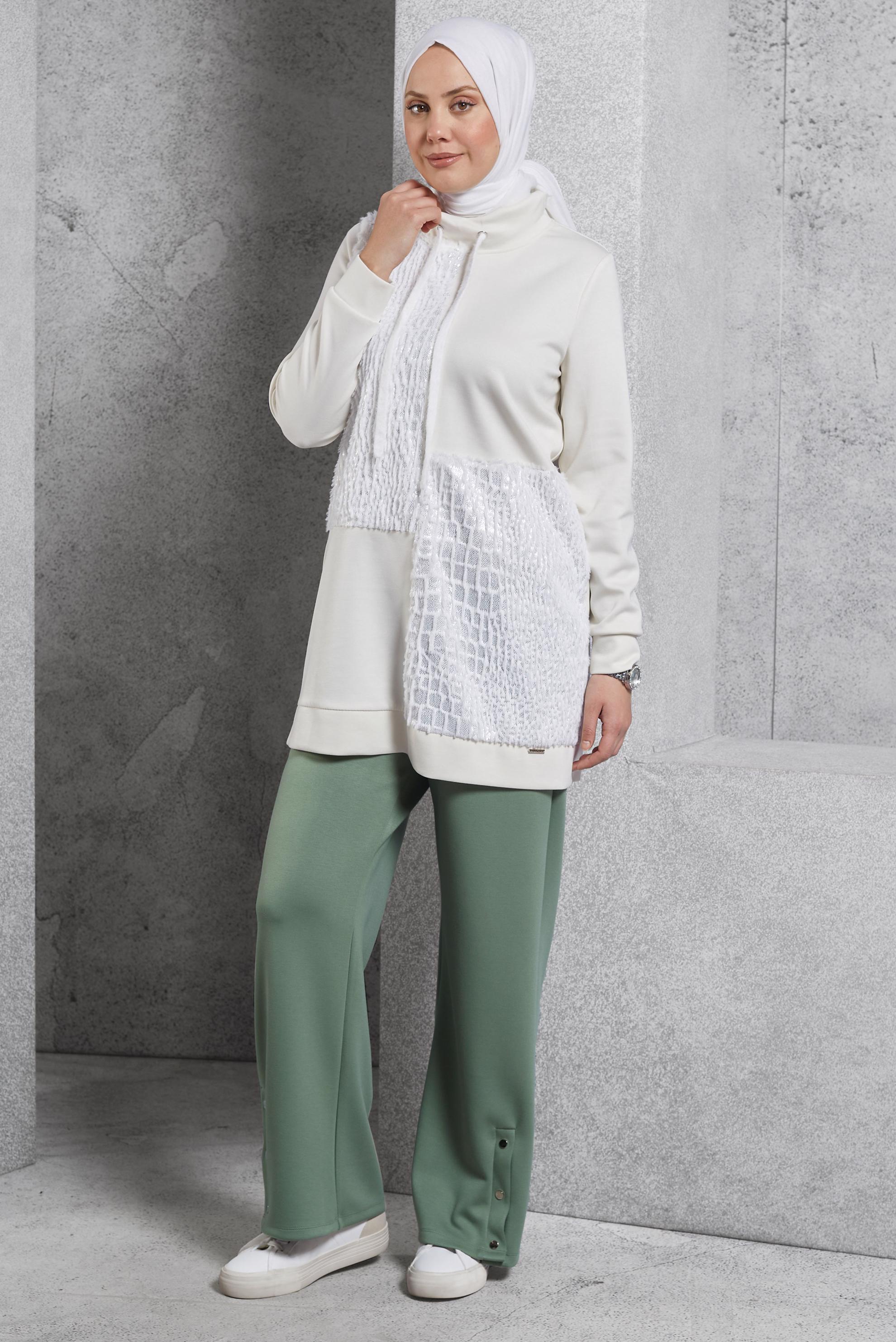 Vêtements hijab VERT PANTALON À JAMBES LARGES 70802