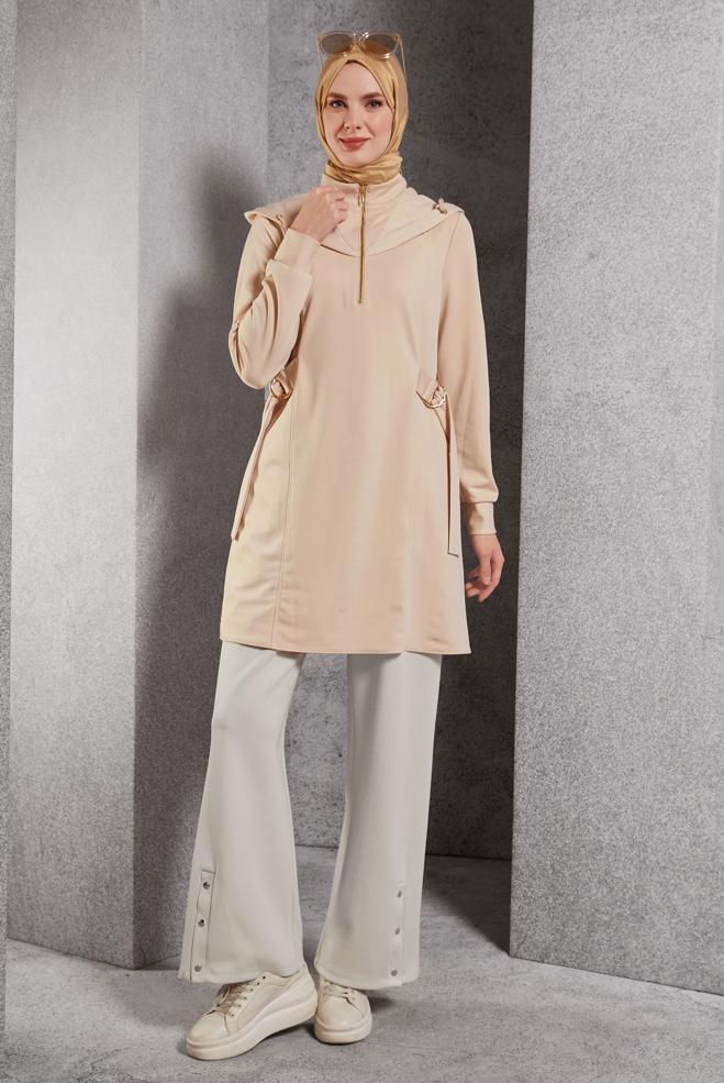 Vêtements hijab ÉCRUE PANTALON À JAMBES LARGES 70802 - ALVİNA