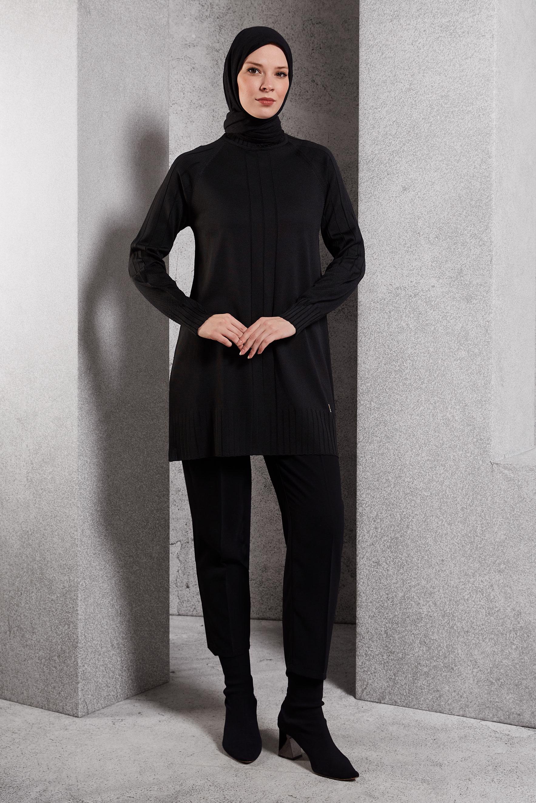 Vêtements hijab NOIR PANTALON COUPE CAROTTE 70804