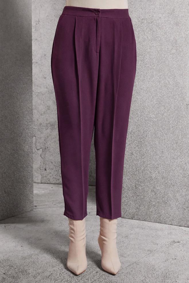 Tesettür giyim BORDO HAVUÇ KESİM PANTOLON 70804 - ALVİNA