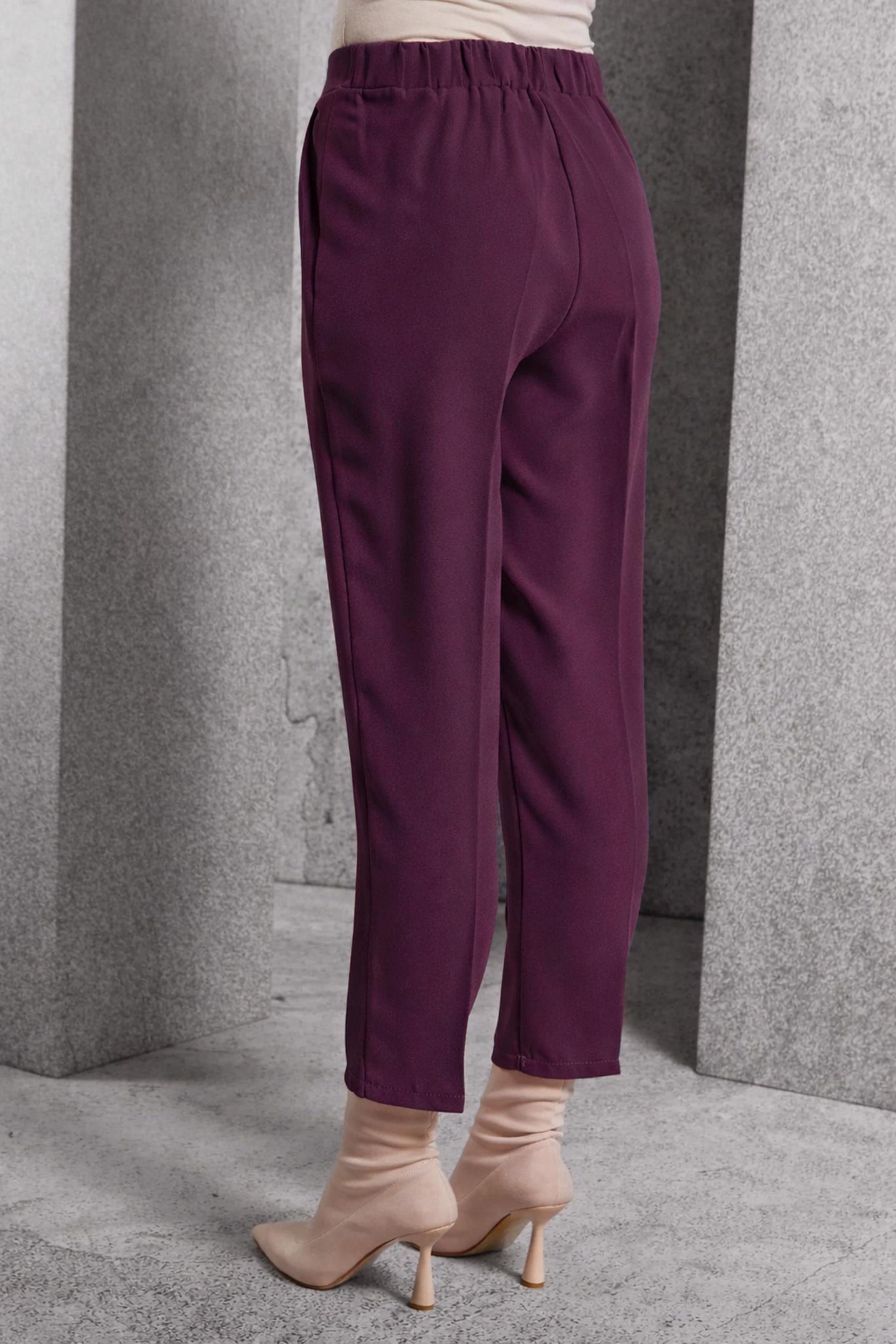 Tesettür giyim BORDO HAVUÇ KESİM PANTOLON 70804