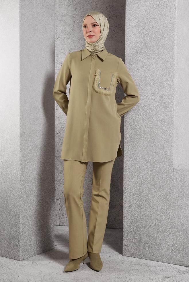 Vêtements hijab BRUN PANTALON ÉVASÉ 70805 - ALVİNA