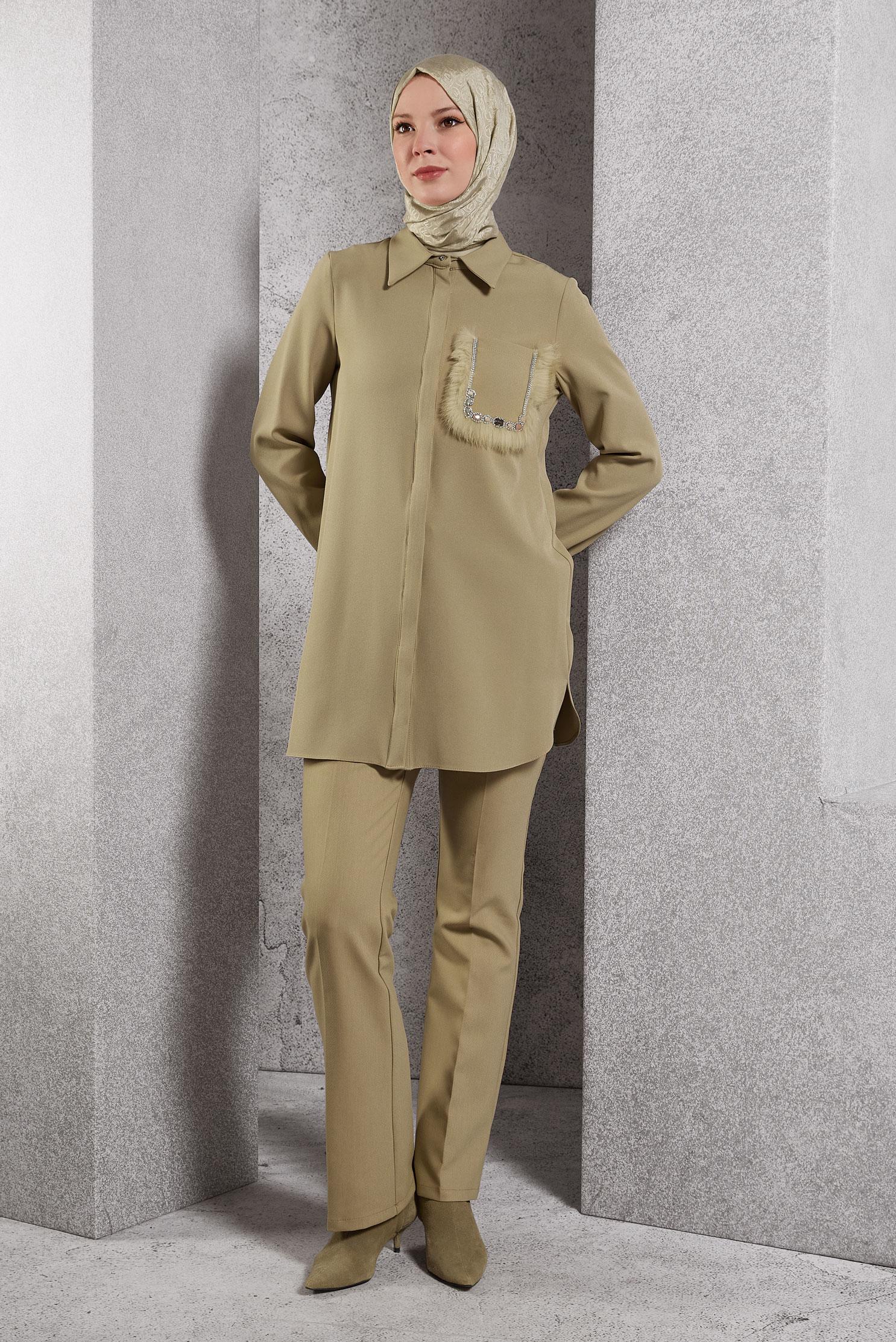 Vêtements hijab BRUN PANTALON ÉVASÉ 70805