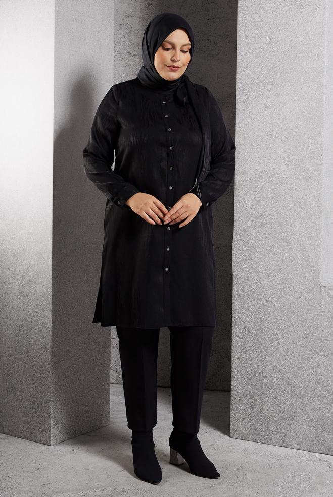 Vêtements hijab NOIR PANTALON À JAMBE SKINNY 70806 - ALVİNA