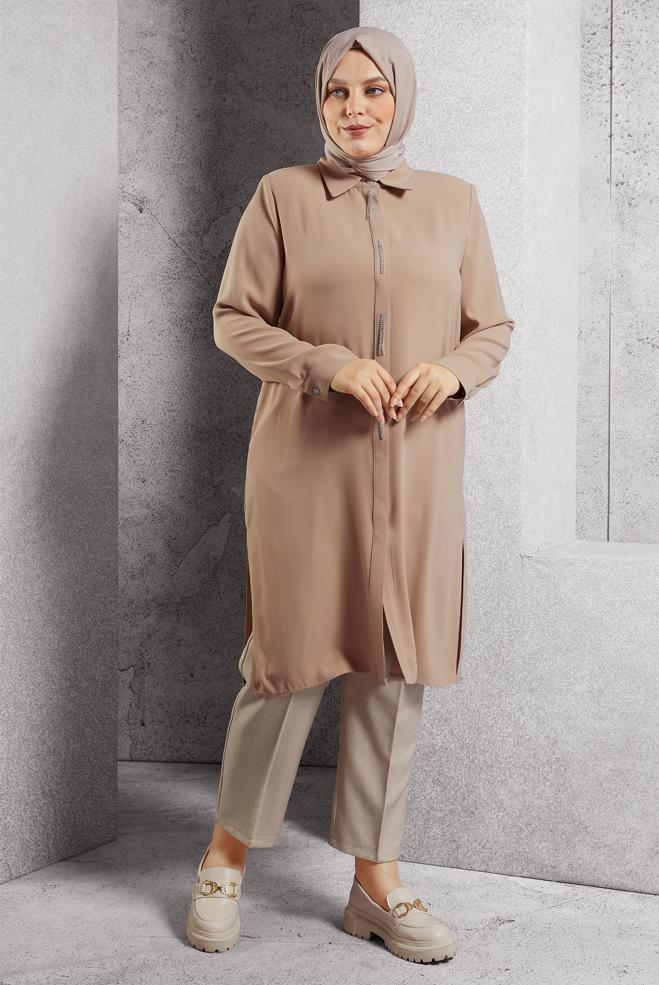 Vêtements hijab BEIGE PANTALON À JAMBE SKINNY 70806 - ALVİNA