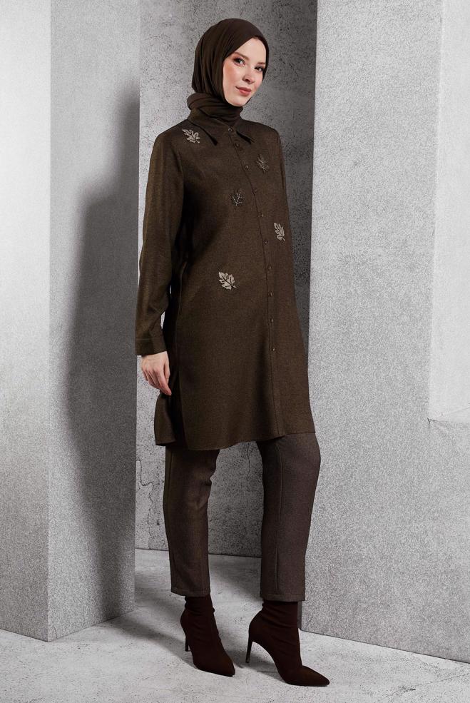 Vêtements hijab BRUN PANTALON À JAMBE SKINNY 70807 - ALVİNA