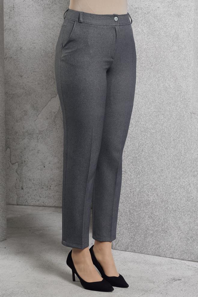 Vêtements hijab GRIS PANTALON À JAMBE SKINNY 70807 - ALVİNA