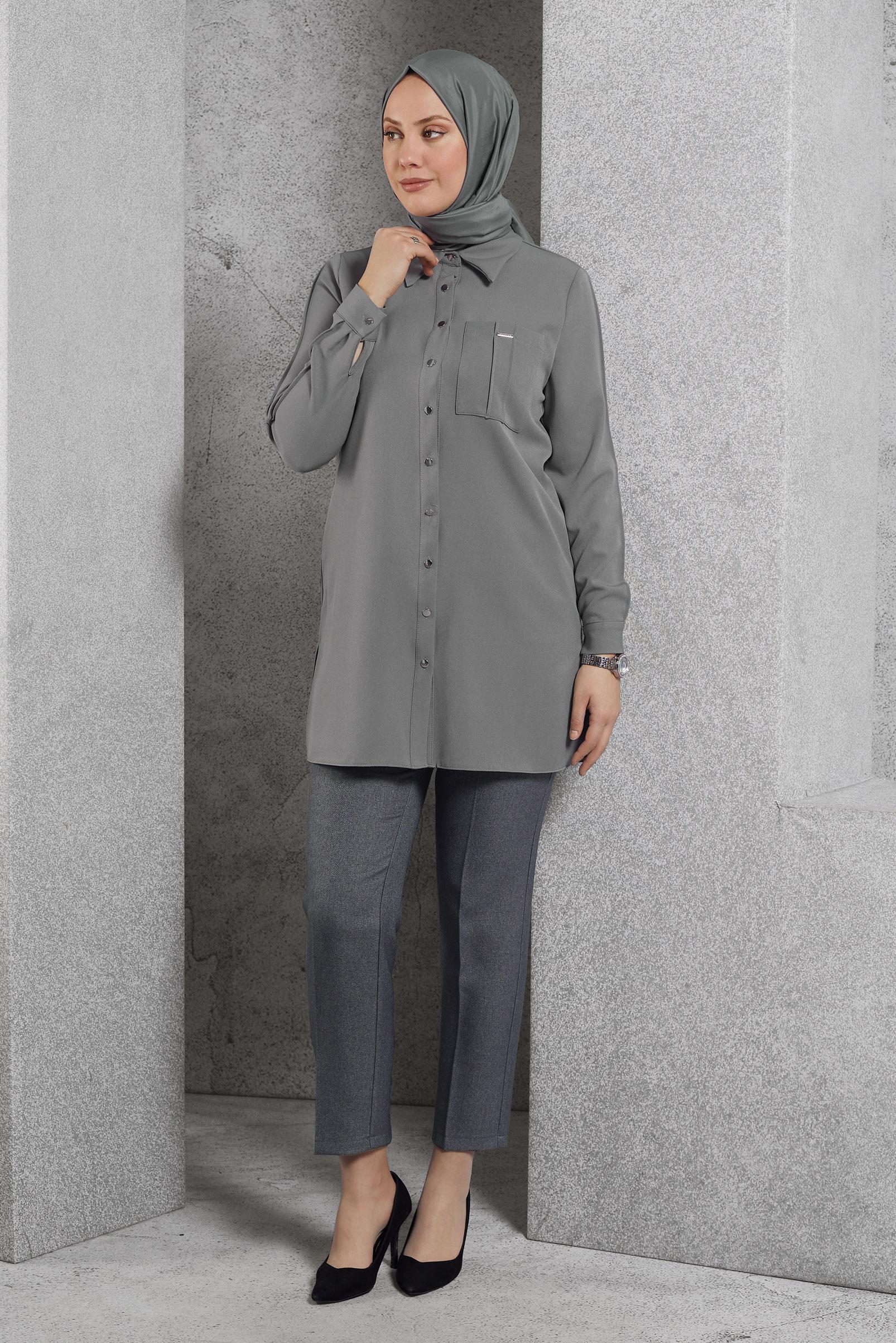 Vêtements hijab GRIS PANTALON À JAMBE SKINNY 70807