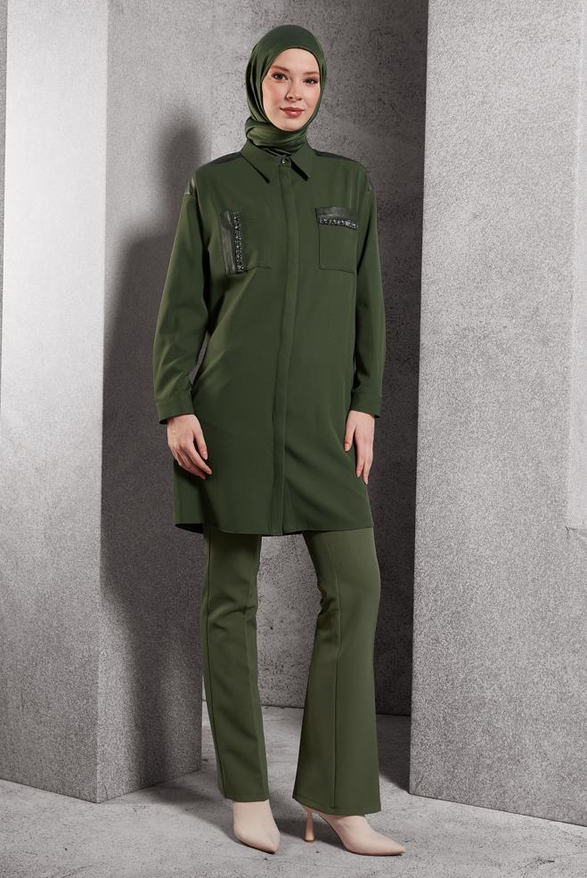 Vêtements hijab KAKI PANTALON ÉVASÉ 70808 - ALVİNA