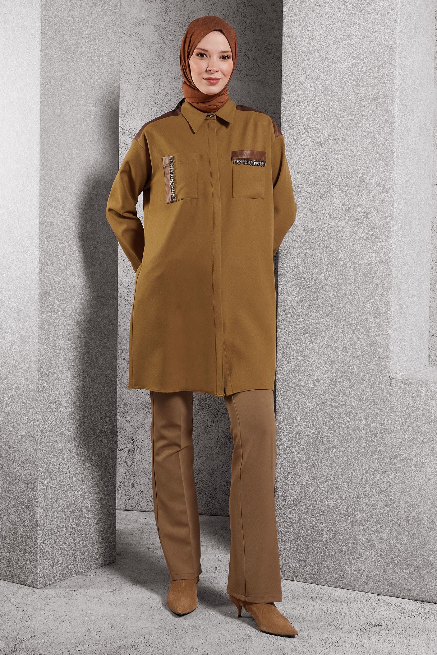 Vêtements hijab BRUN PANTALON ÉVASÉ 70808