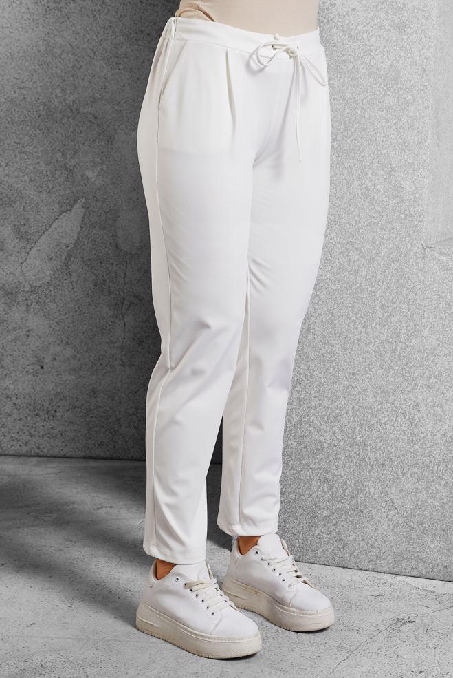 Vêtements hijab BLANC PANTALON À TAILLE ÉLASTIQUE 70809 - ALVİNA