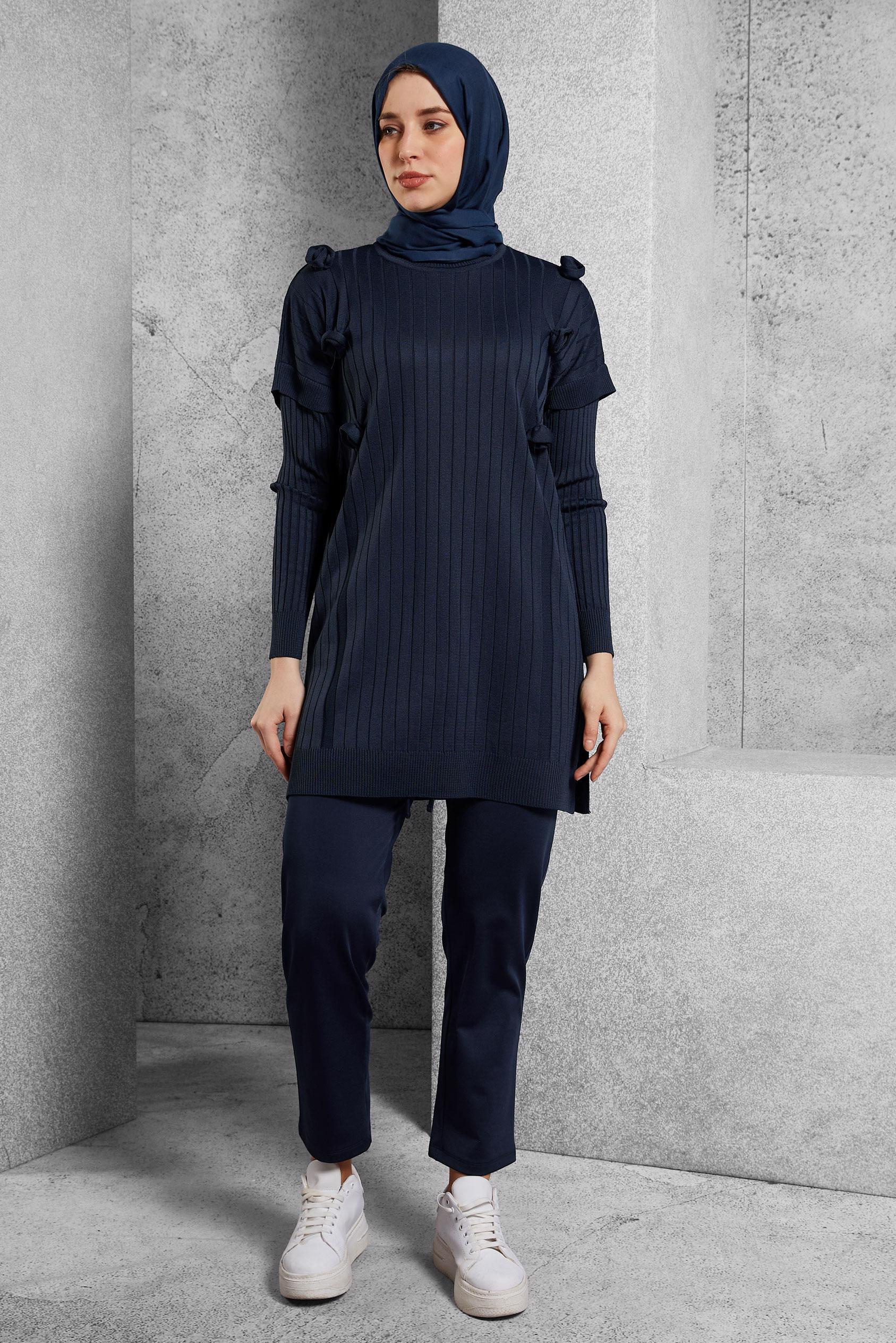 Vêtements hijab BLEU MARINE PANTALON À TAILLE ÉLASTIQUE 70809