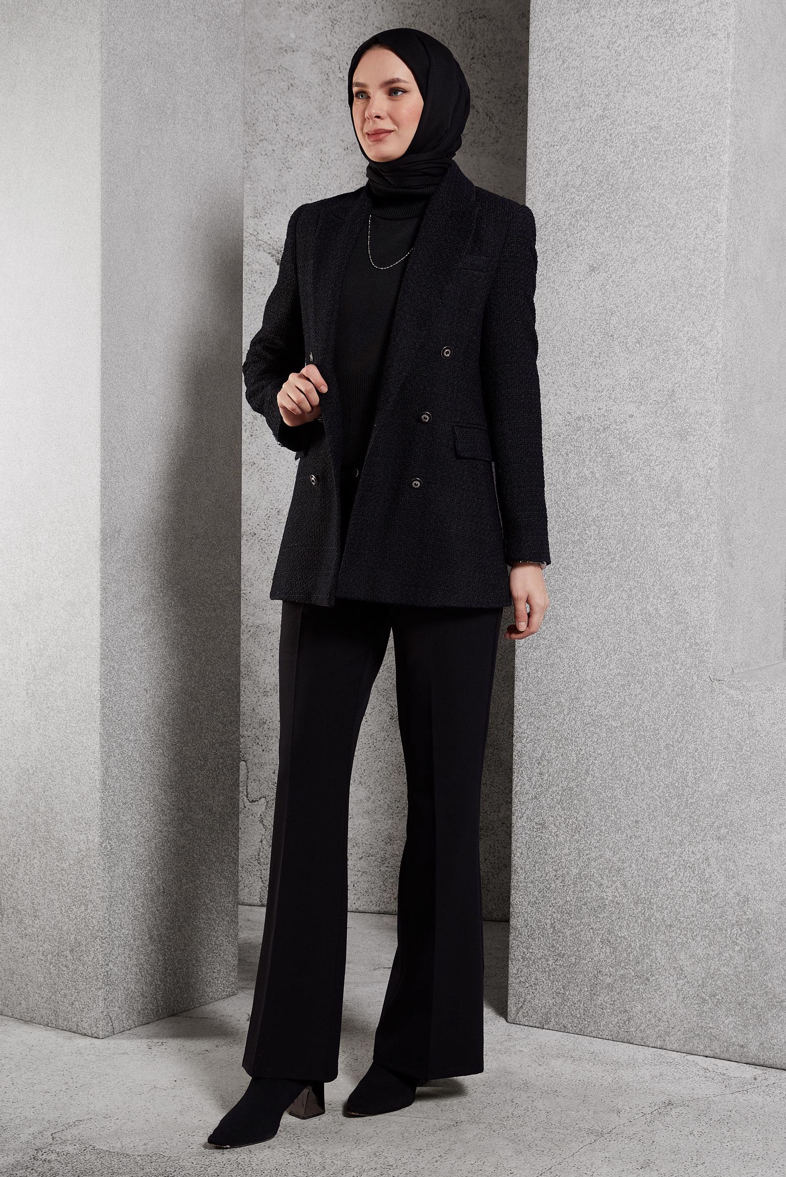 Tesettür giyim SİYAH İSPANYOL PAÇA PANTOLON 70810