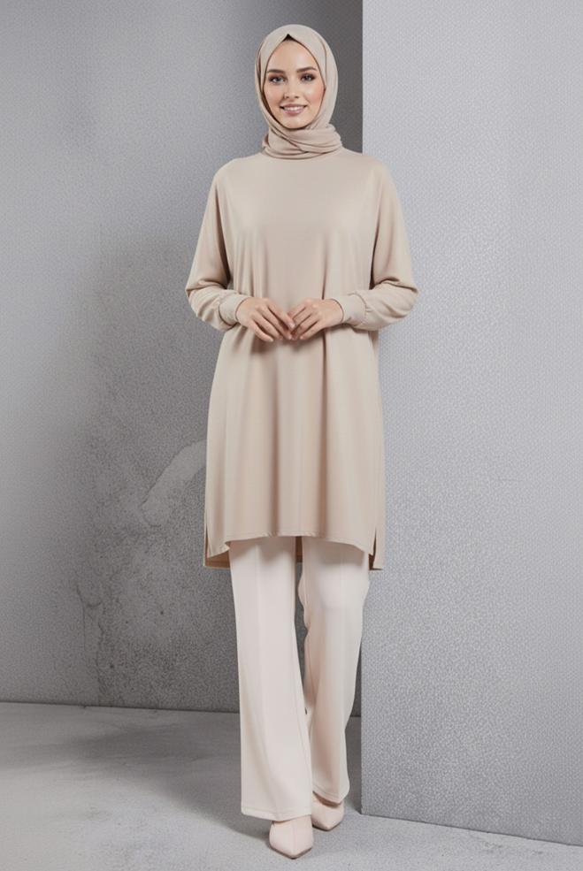 Tesettür giyim BEYAZ İSPANYOL PAÇA PANTOLON 70810 - ALVİNA