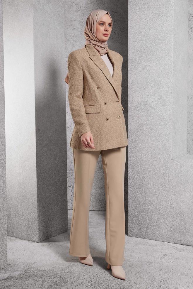 Vêtements hijab BEIGE PANTALON ÉVASÉ 70810 - ALVİNA