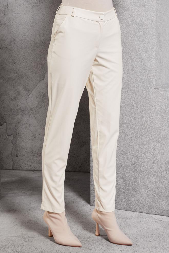 Vêtements hijab BLANC PANTALON EN SIMILI CUIR 70811 - ALVİNA