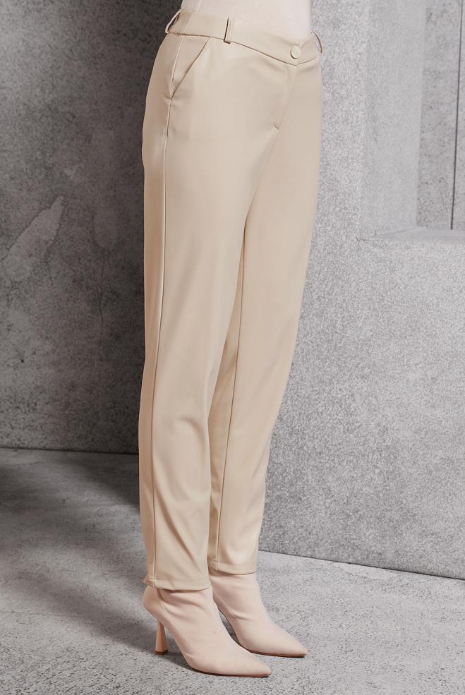 Vêtements hijab BEIGE PANTALON EN SIMILI CUIR 70811 - ALVİNA