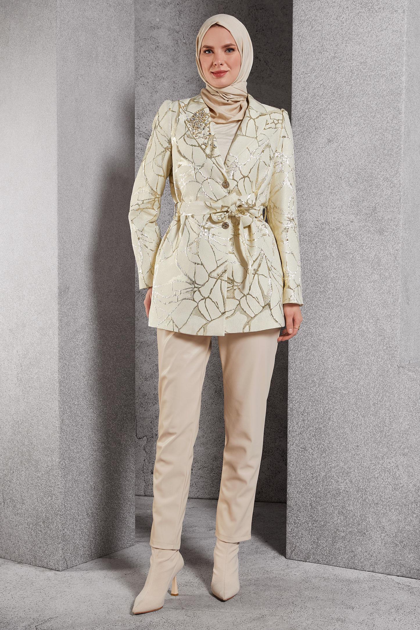 Vêtements hijab BEIGE PANTALON EN SIMILI CUIR 70811