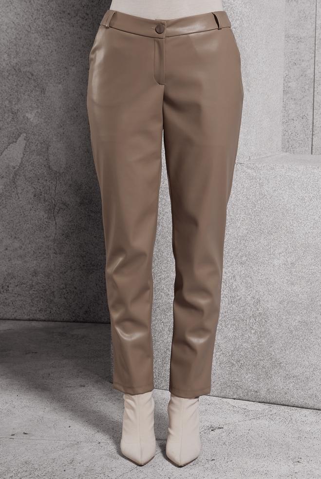 Vêtements hijab BEIGE PANTALON EN SIMILI CUIR 70811 - ALVİNA