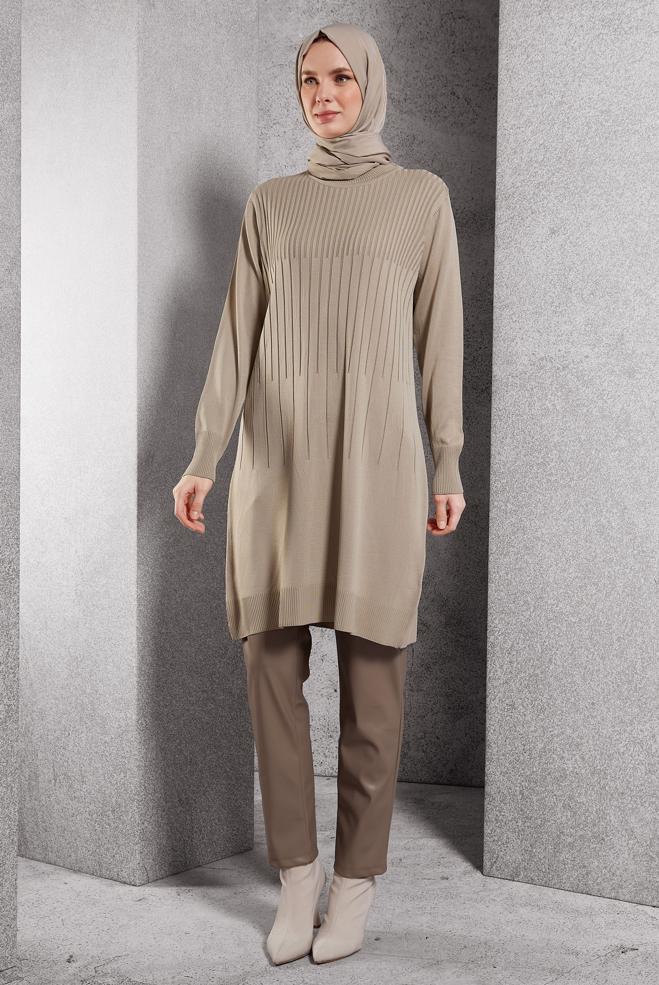 Vêtements hijab BEIGE PANTALON EN SIMILI CUIR 70811 - ALVİNA