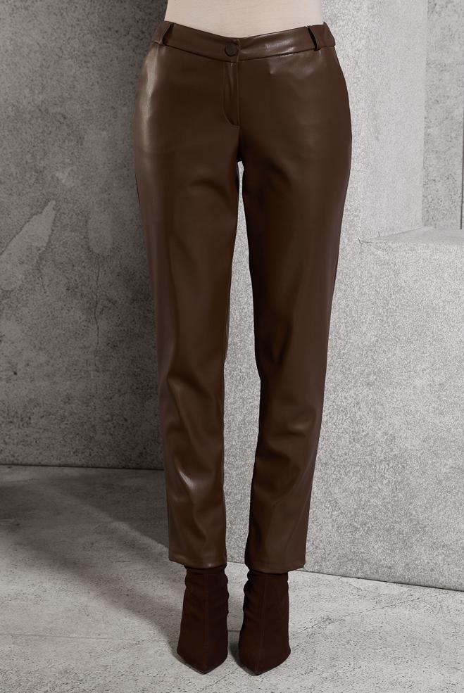 Vêtements hijab BRUN PANTALON EN SIMILI CUIR 70811 - ALVİNA