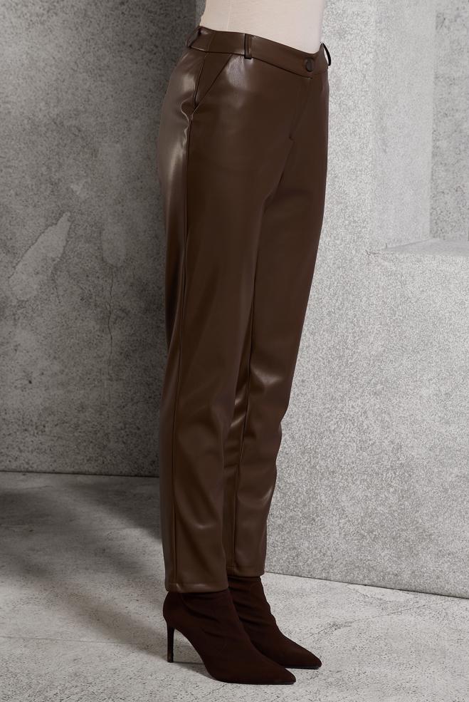 Vêtements hijab BRUN PANTALON EN SIMILI CUIR 70811 - ALVİNA
