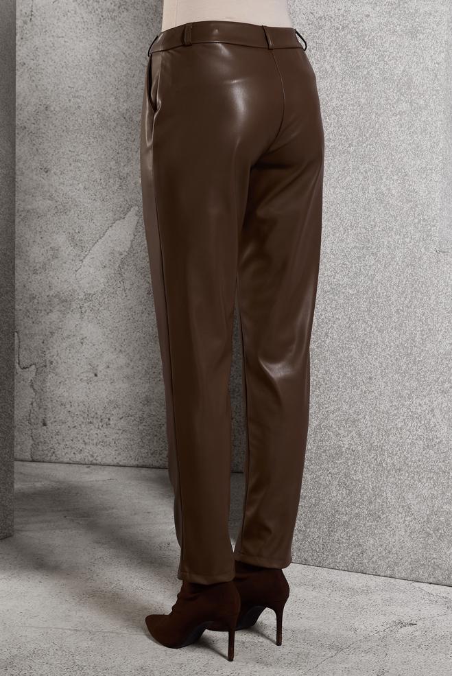 Vêtements hijab BRUN PANTALON EN SIMILI CUIR 70811 - ALVİNA