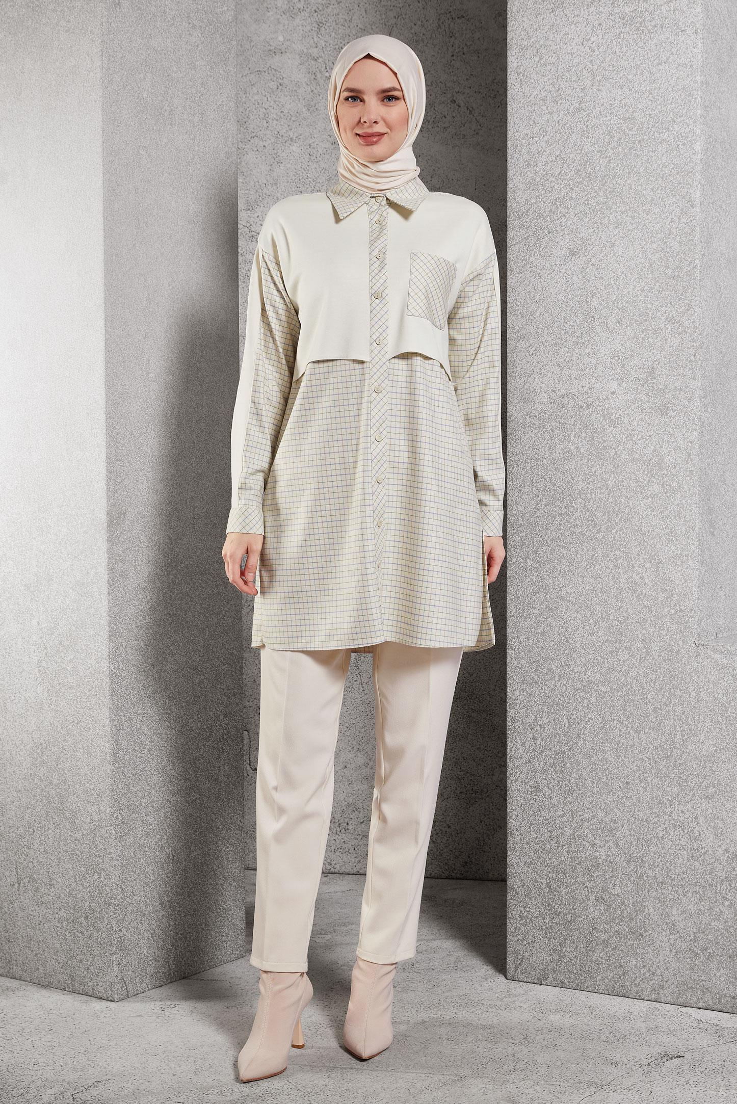 Hijab clothing ECRU STRAIGHT CUT PANTS 70813