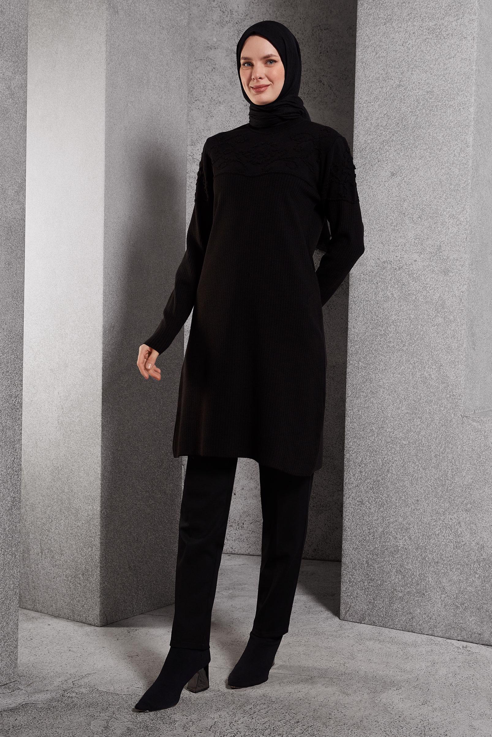 Vêtements hijab NOIR PANTALON COUPE DROITE 70813-1