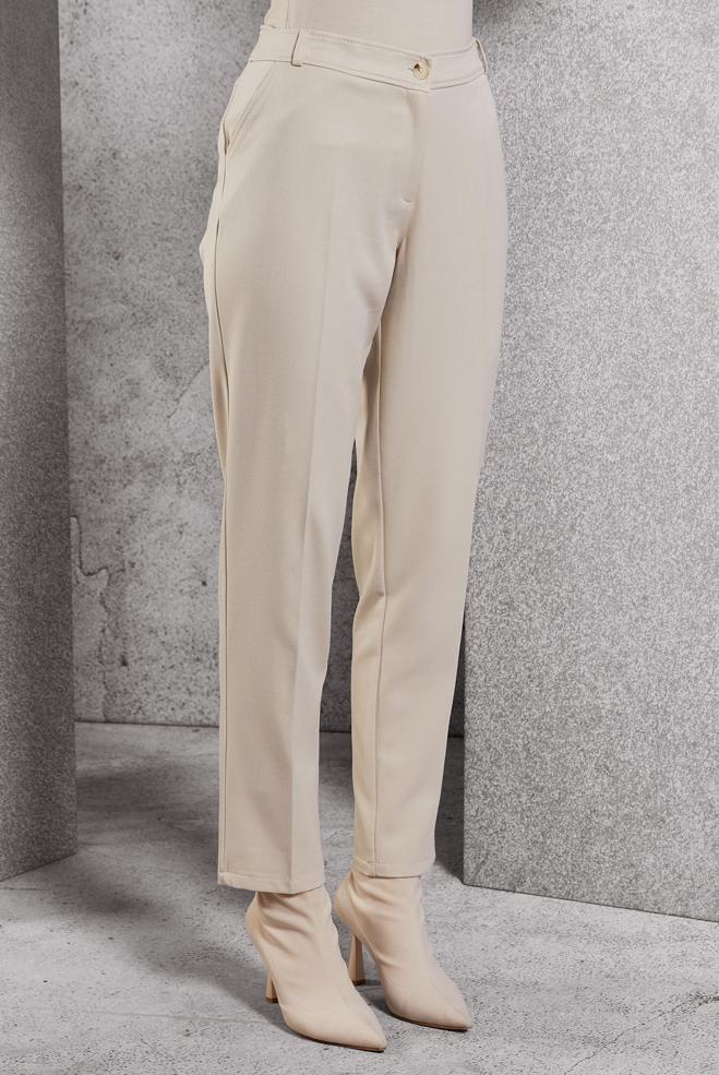 Vêtements hijab BEIGE PANTALON COUPE DROITE 70813 - ALVİNA
