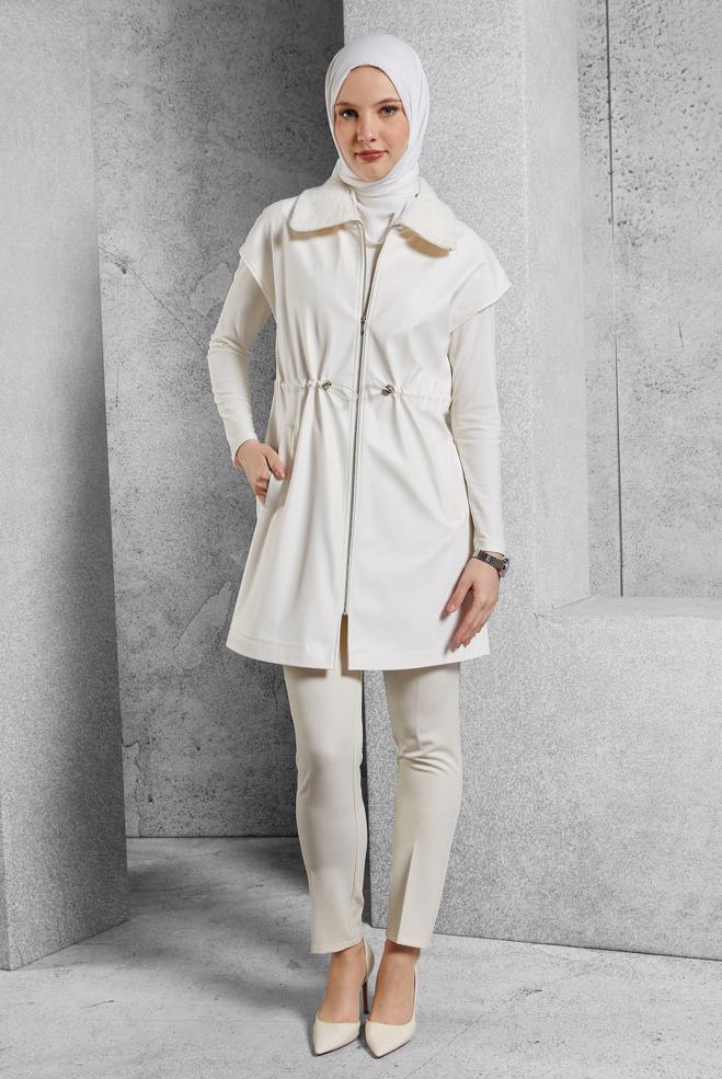 Vêtements hijab ÉCRUE PANTALON À JAMBE SKINNY 70814 - ALVİNA