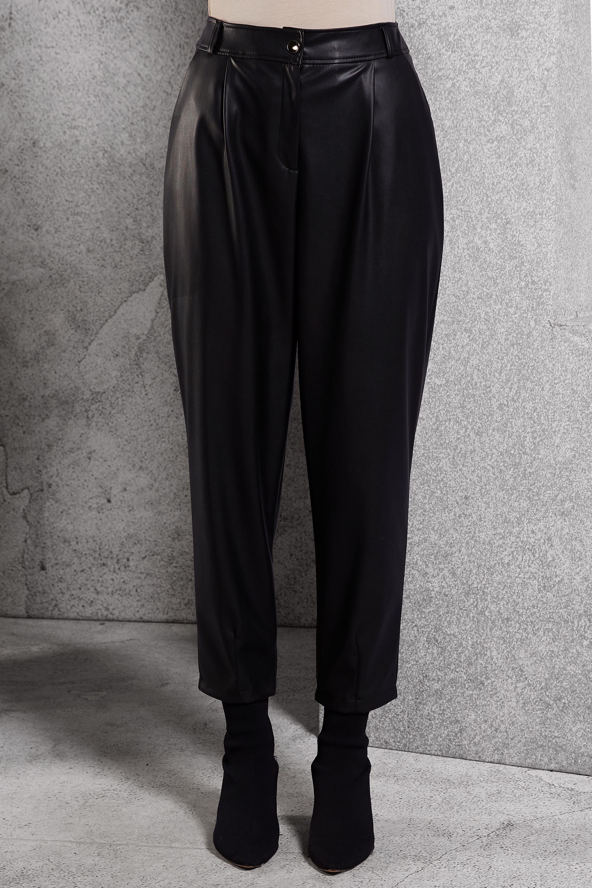 Vêtements hijab NOIR PANTALON EN SIMILI CUIR COUPE CAROTTE 70815