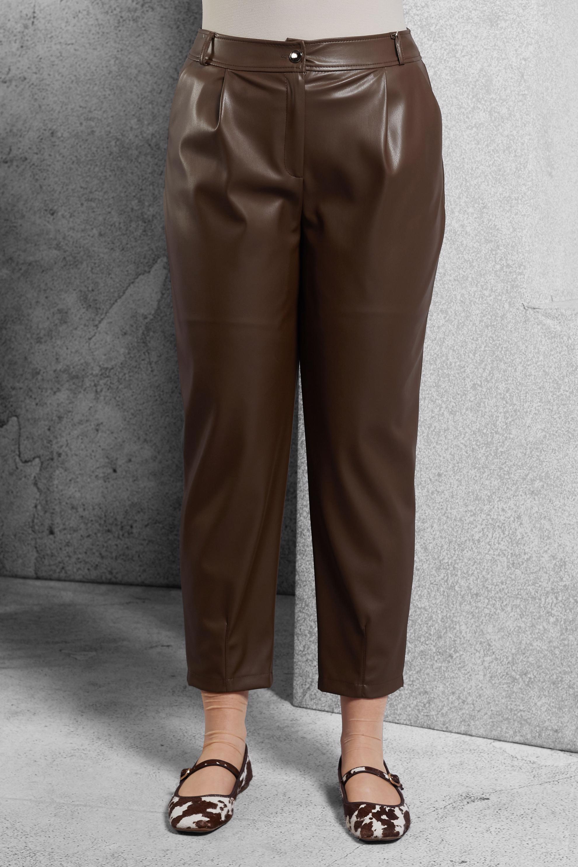 Vêtements hijab BRUN PANTALON EN SIMILI CUIR COUPE CAROTTE 70815