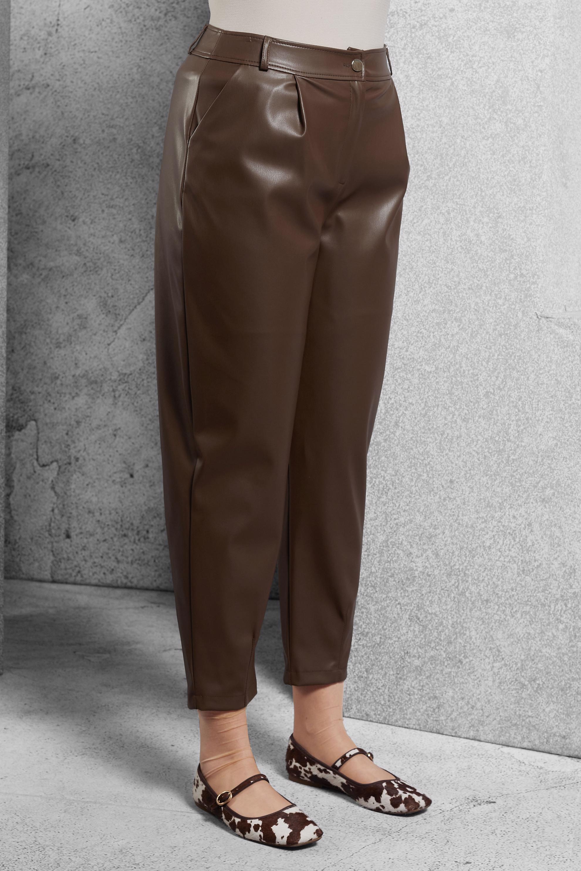 Vêtements hijab BRUN PANTALON EN SIMILI CUIR COUPE CAROTTE 70815