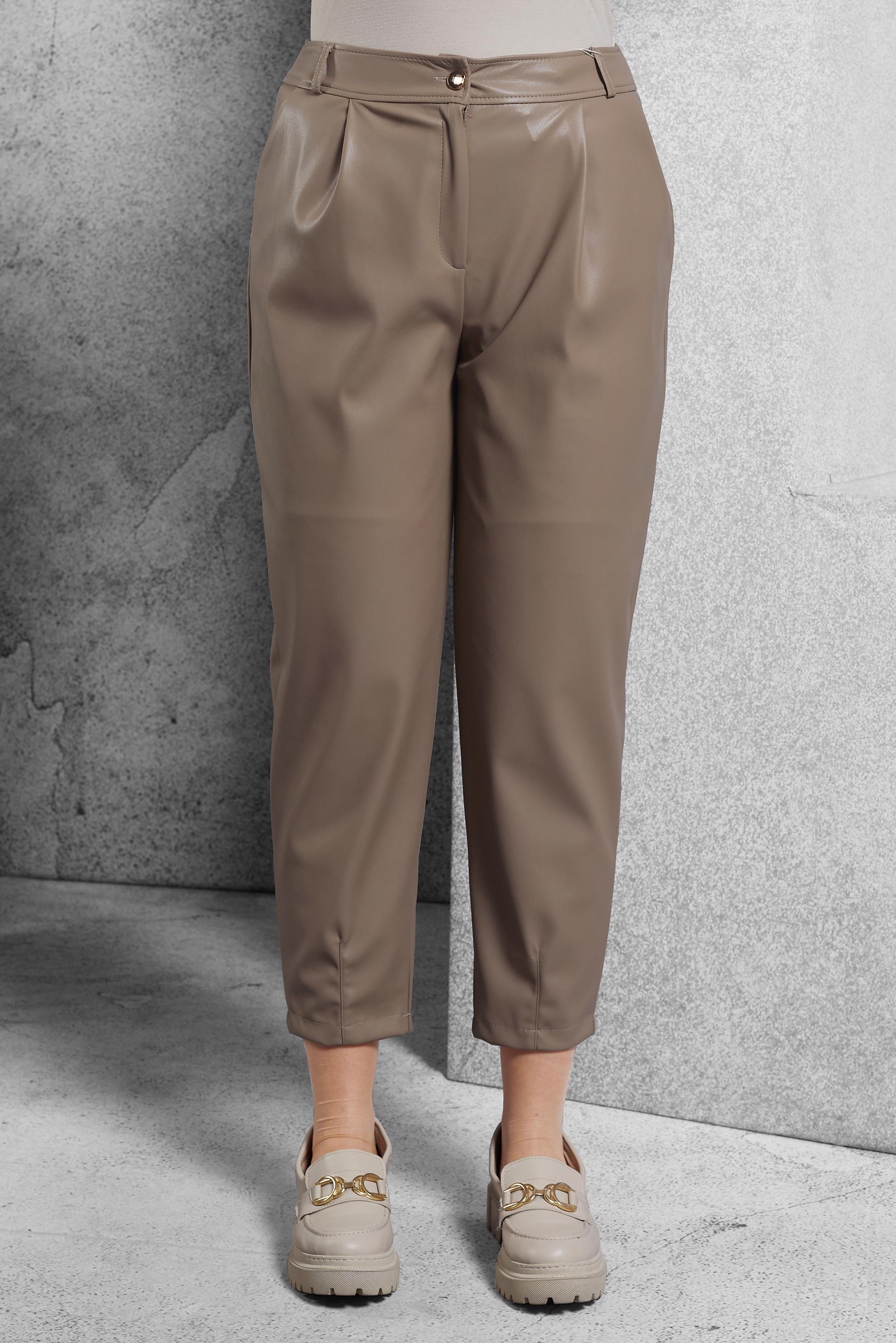 Vêtements hijab BEIGE PANTALON EN SIMILI CUIR COUPE CAROTTE 70815